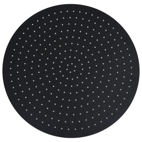 Regnbrusehoved 50 cm rustfrit stål rund sort
