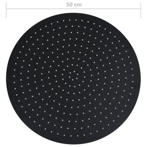 Regnbrusehoved 50 cm rustfrit stål rund sort