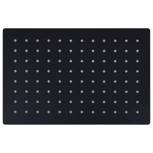 Regnbrusehoved 30x20 cm rustfrit stål rektangulær sort