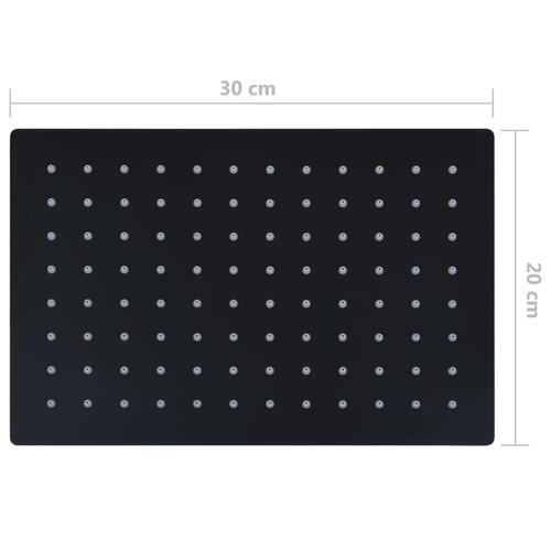 Regnbrusehoved 30x20 cm rustfrit stål rektangulær sort