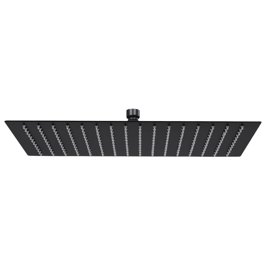 Regnbrusehoved 40x30 cm rustfrit stål rektangulær sort