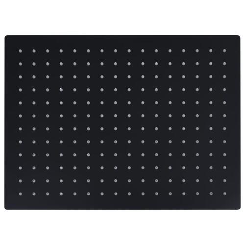 Regnbrusehoved 40x30 cm rustfrit stål rektangulær sort
