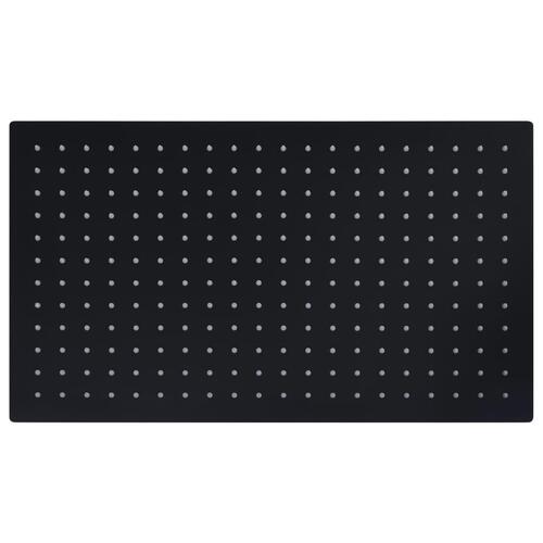 Regnbrusehoved 50x30 cm rustfrit stål rektangulær sort
