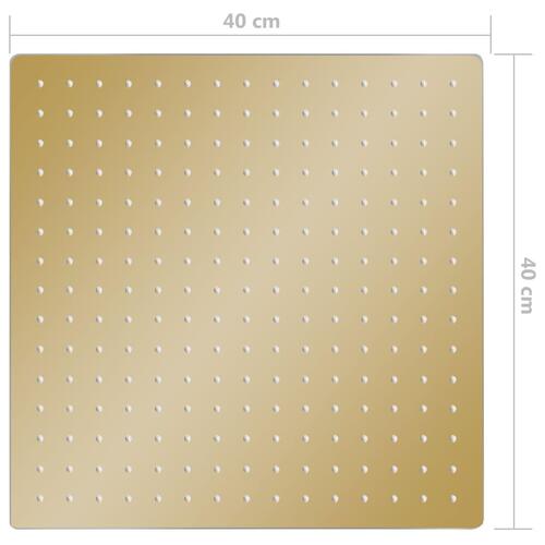 Regnbrusehoved 40x40 cm firkantet rustfrit stål guldfarvet