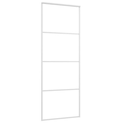 Skydedør 76x205 cm hærdet glas og aluminium hvid