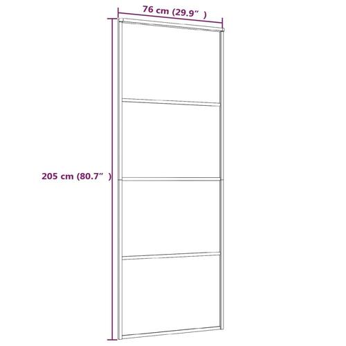 Skydedør 76x205 cm hærdet matteret glas og aluminium hvid