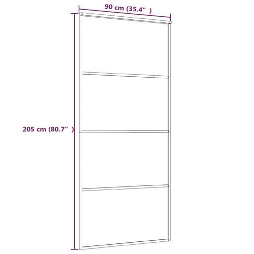 Skydedør 90x205 cm hærdet matteret glas og aluminium sort