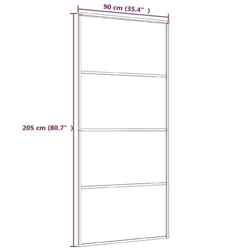 Skydedør 90x205 cm hærdet glas og aluminium hvid