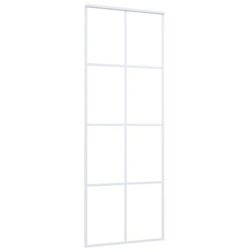 Skydedør 76x205 cm hærdet glas og aluminium hvid