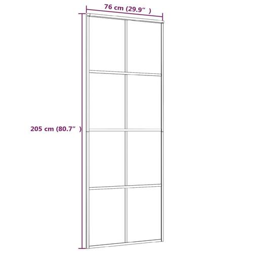 Skydedør 76x205 cm hærdet glas og aluminium hvid