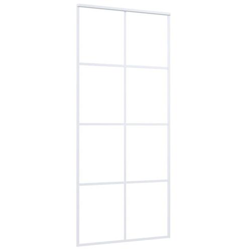 Skydedør 90x205 cm hærdet glas og aluminium hvid