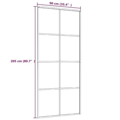 Skydedør 90x205 cm hærdet glas og aluminium hvid