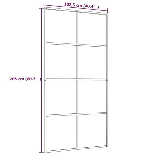 Skydedør 102,5x205 cm hærdet glas og aluminium hvid
