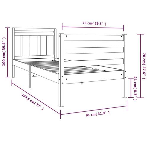Sengeramme 75x190 cm Small Single massivt træ