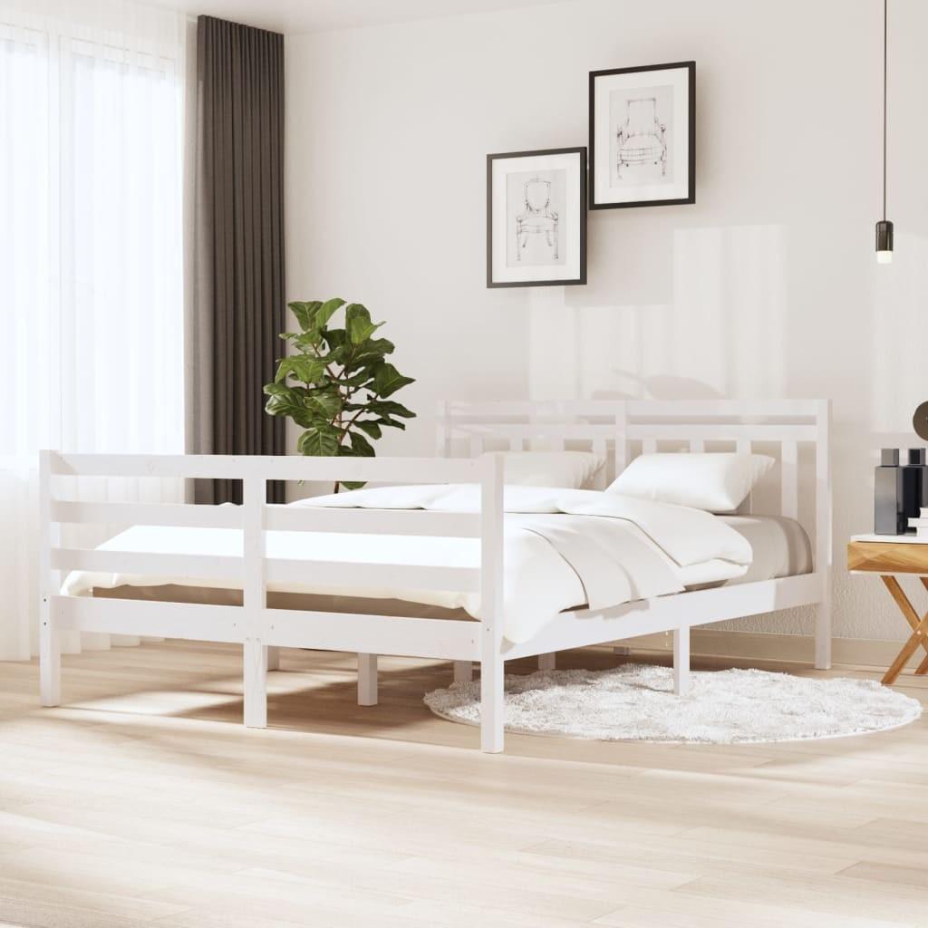 Sengeramme 140x190 cm massivt træ hvid