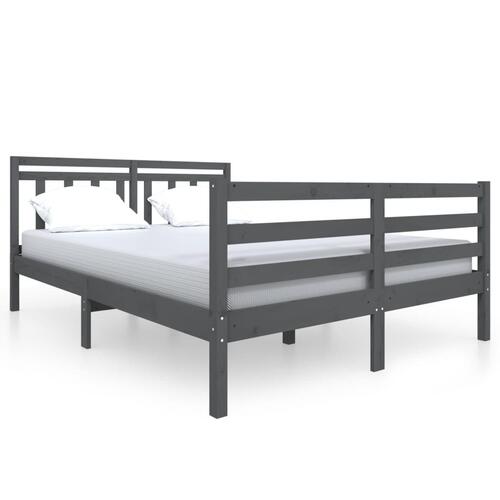 Sengeramme 140x190 cm massivt træ grå