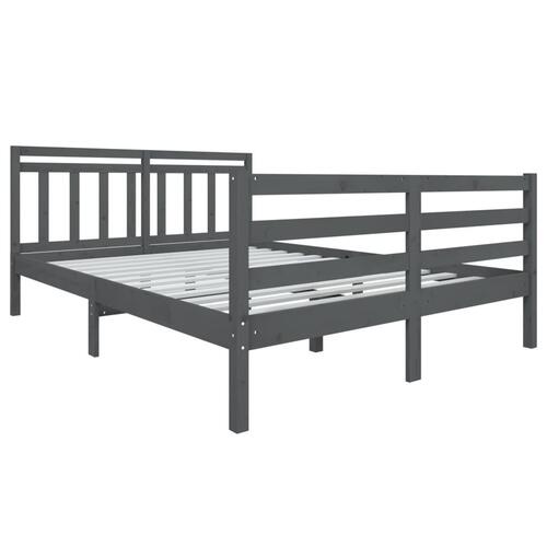 Sengeramme 140x190 cm massivt træ grå