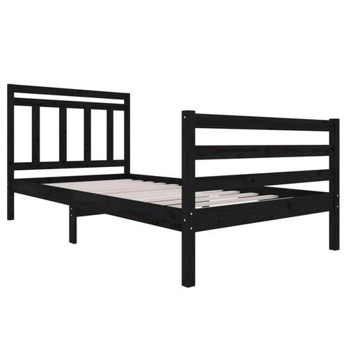 Sengeramme 100x200 cm massivt træ sort