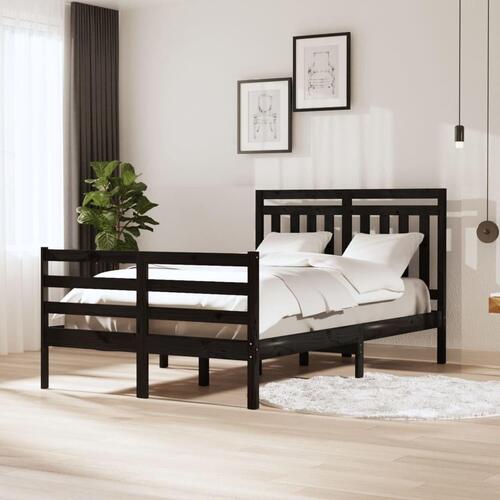 Sengeramme 120x200 cm massivt træ sort