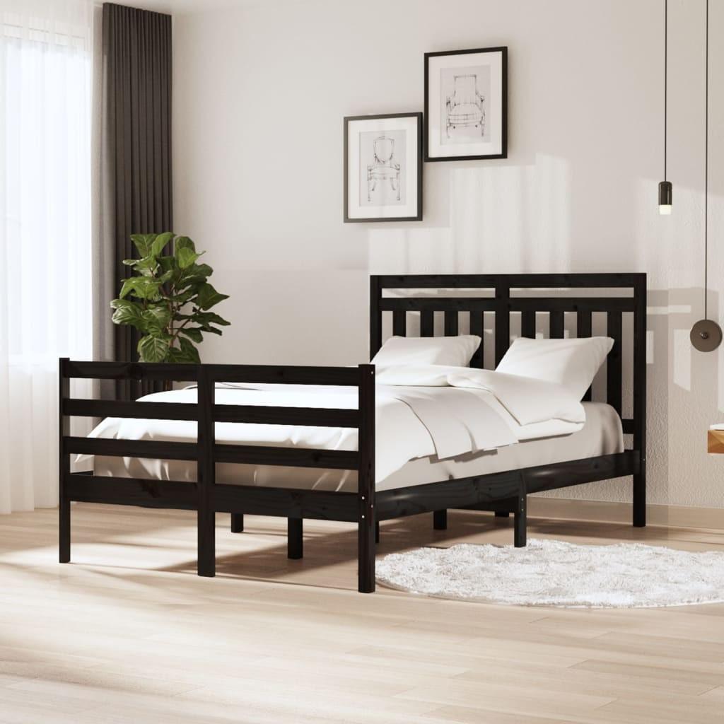 Sengeramme 120x200 cm massivt træ sort
