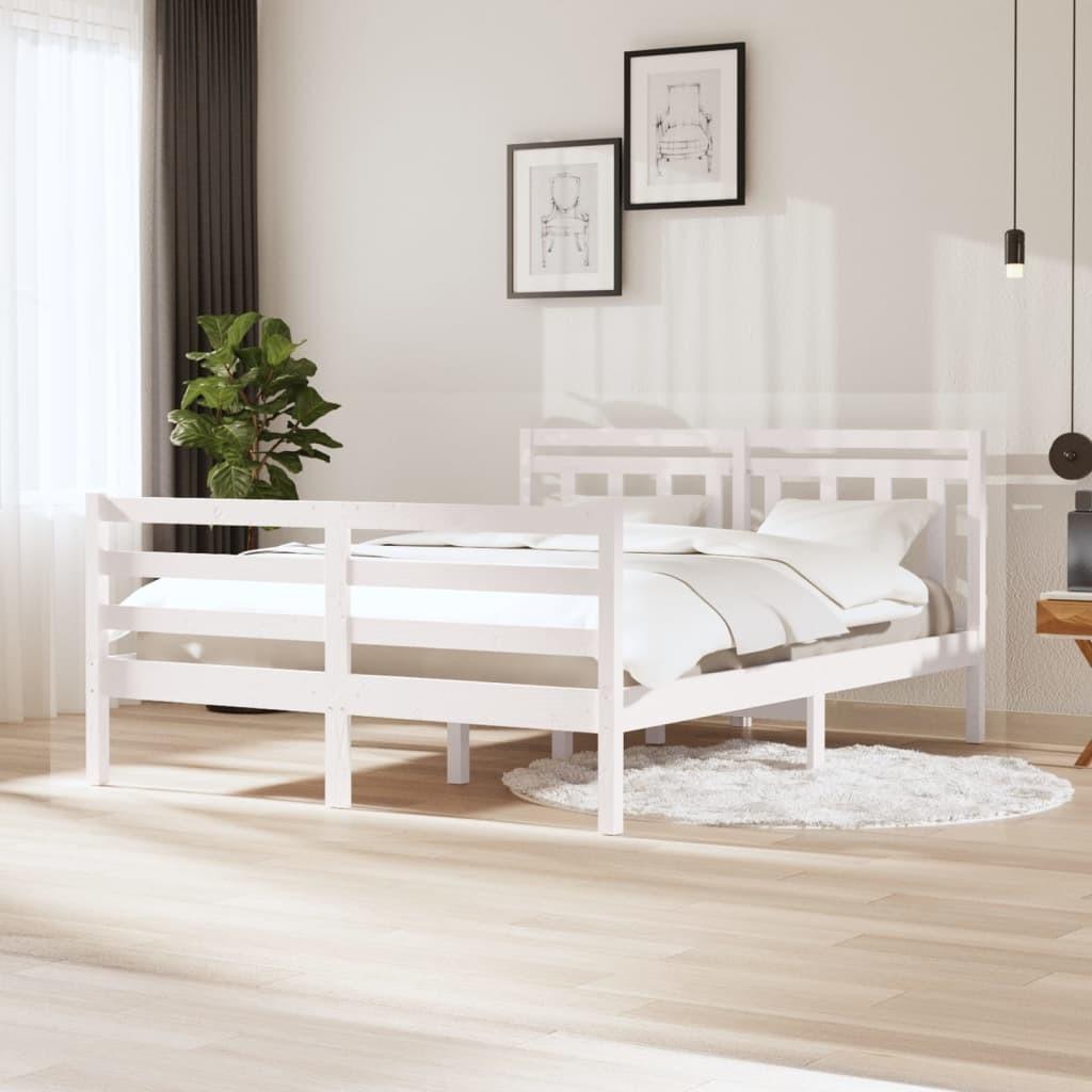 Sengeramme 140x200 cm massivt træ hvid