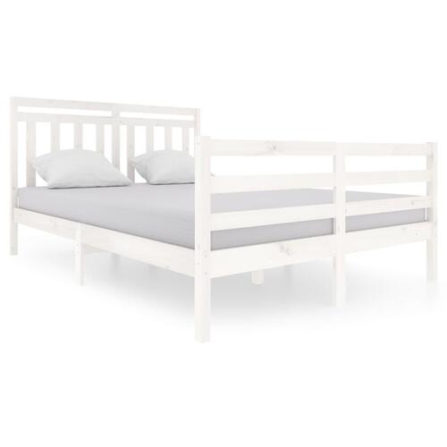 Sengeramme 140x200 cm massivt træ hvid
