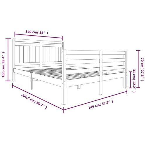 Sengeramme 140x200 cm massivt træ hvid