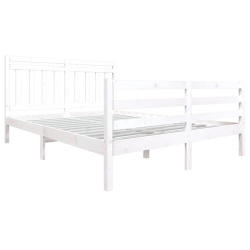 Sengeramme 160x200 cm King Size massivt træ hvid