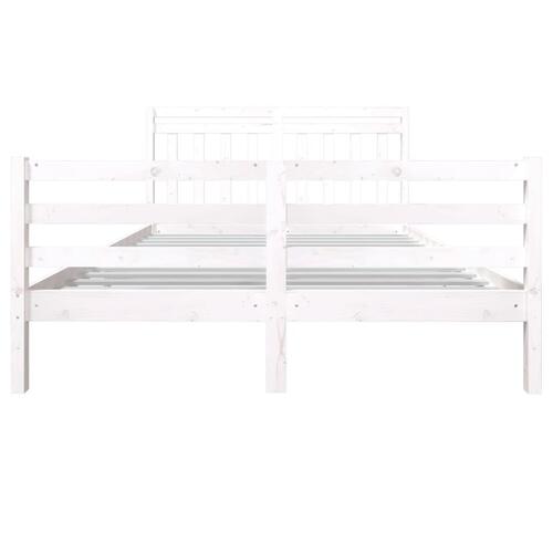 Sengeramme 160x200 cm King Size massivt træ hvid