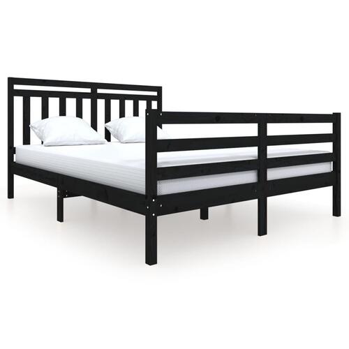 Sengeramme 160x200 cm massivt træ sort