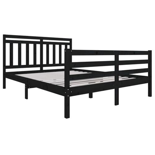 Sengeramme 160x200 cm massivt træ sort
