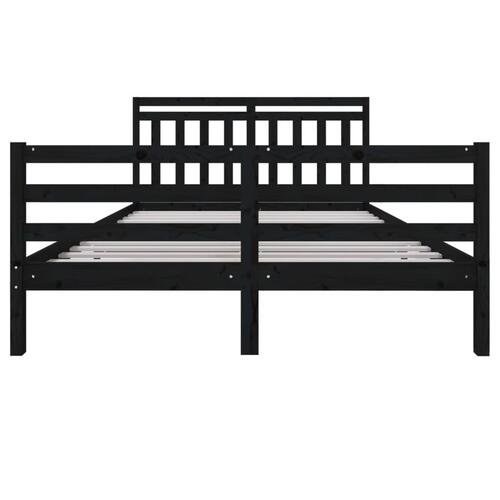 Sengeramme 160x200 cm massivt træ sort