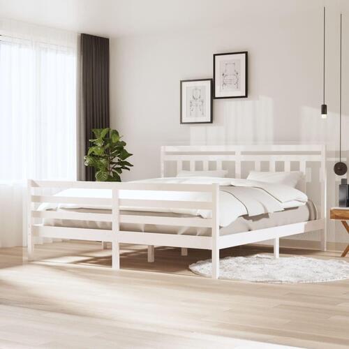 Sengeramme 180x200 cm Super King massivt træ hvid