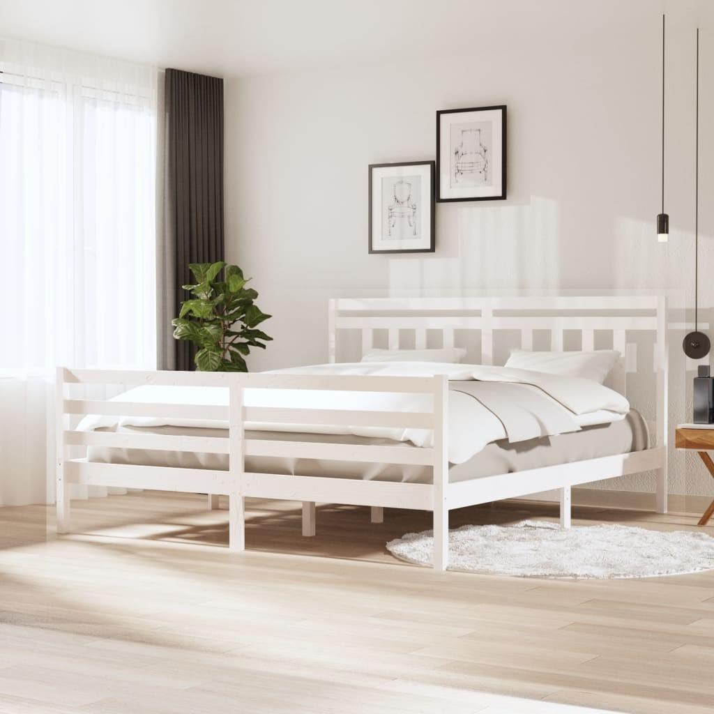 Sengeramme 180x200 cm Super King massivt træ hvid