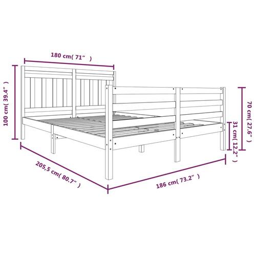 Sengeramme 180x200 cm Super King massivt træ hvid