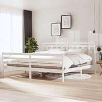 Sengeramme 200x200 cm massivt træ hvid