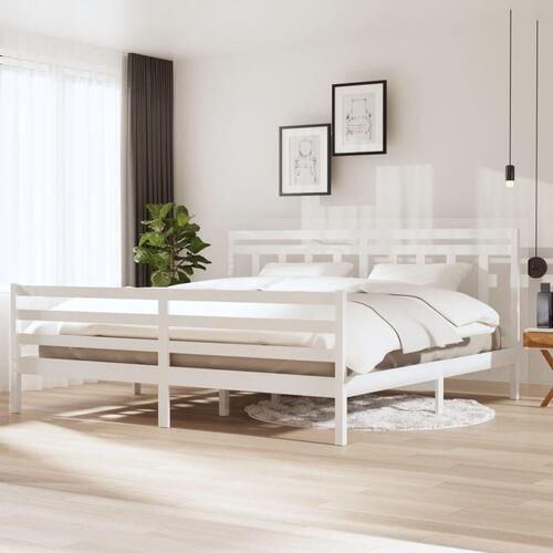 Sengeramme 200x200 cm massivt træ hvid