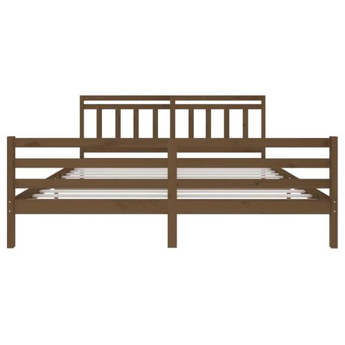 Sengeramme 200x200 cm massivt træ gyldenbrun
