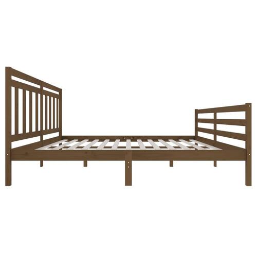 Sengeramme 200x200 cm massivt træ gyldenbrun