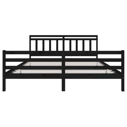 Sengeramme 200x200 cm massivt træ sort