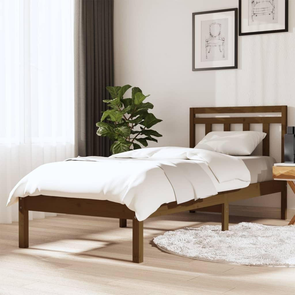 Sengeramme 75x190 cm Small Single massivt træ gyldenbrun