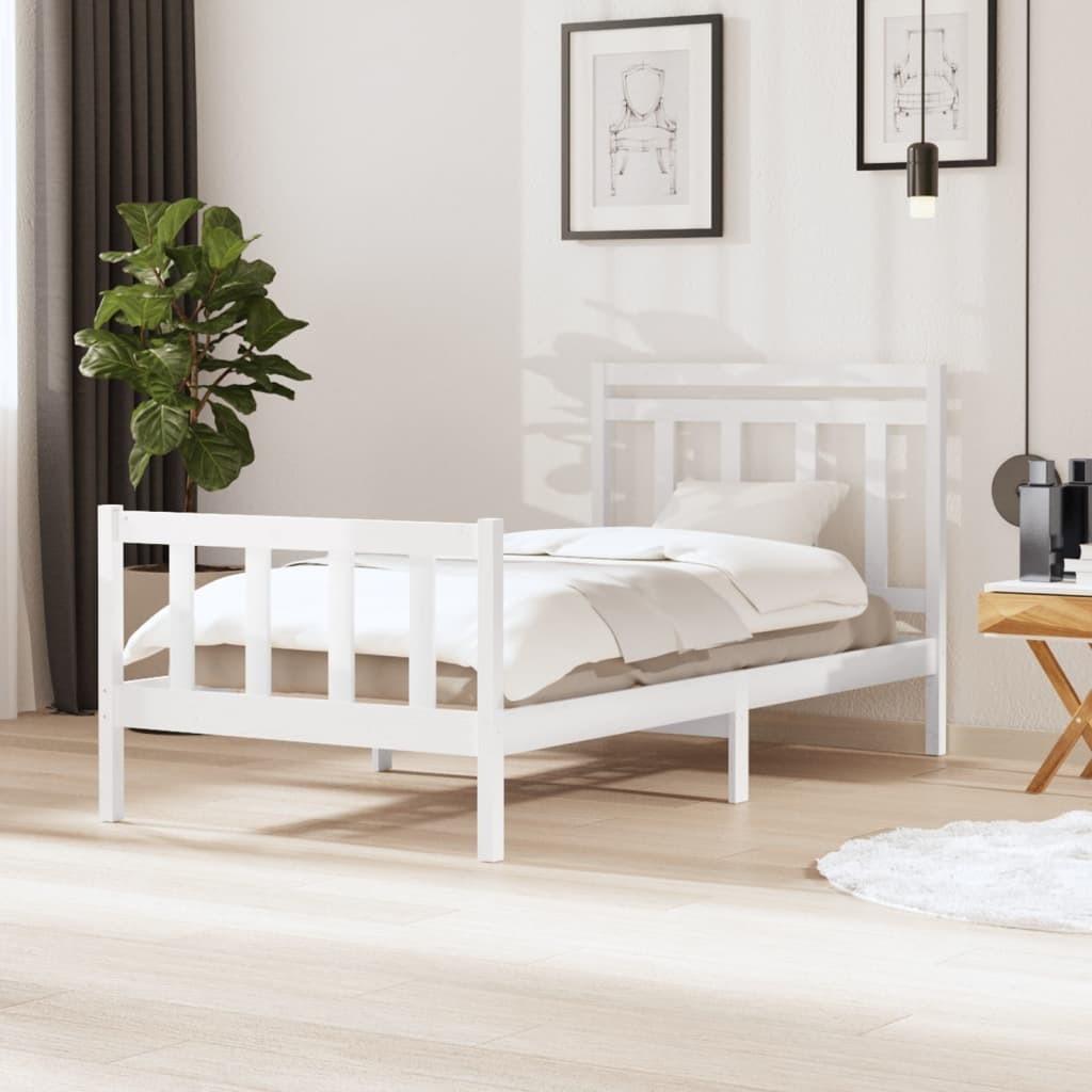Sengeramme 100x200 cm massivt træ hvid