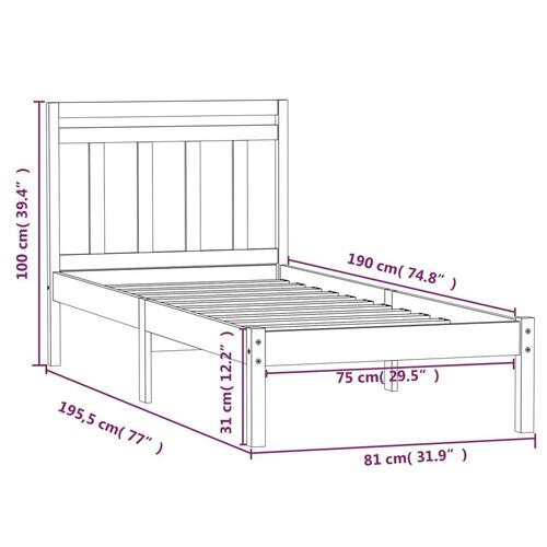 Sengeramme 75x190 cm Small Single massivt træ sort