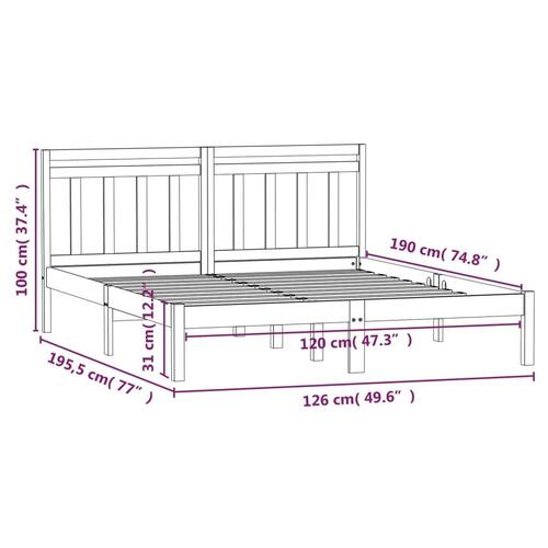 Sengeramme 120x190 cm Small Double massivt træ hvid