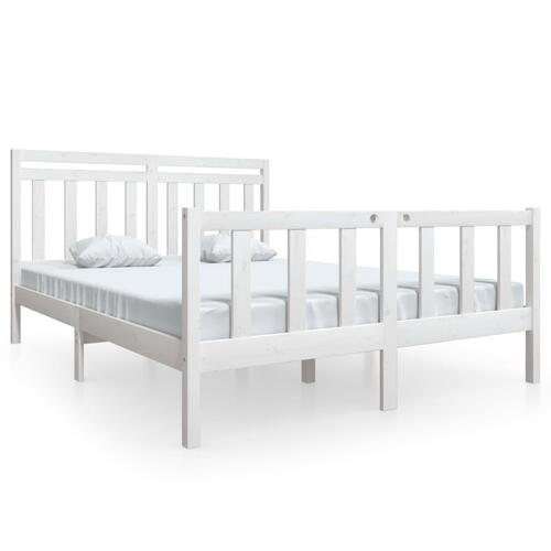 Sengeramme 160x200 cm King Size massivt træ hvid