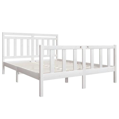 Sengeramme 160x200 cm King Size massivt træ hvid