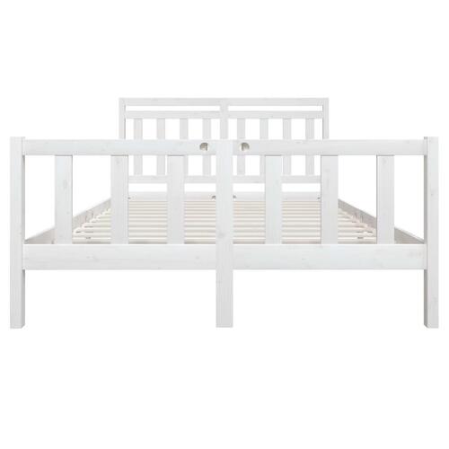 Sengeramme 160x200 cm King Size massivt træ hvid