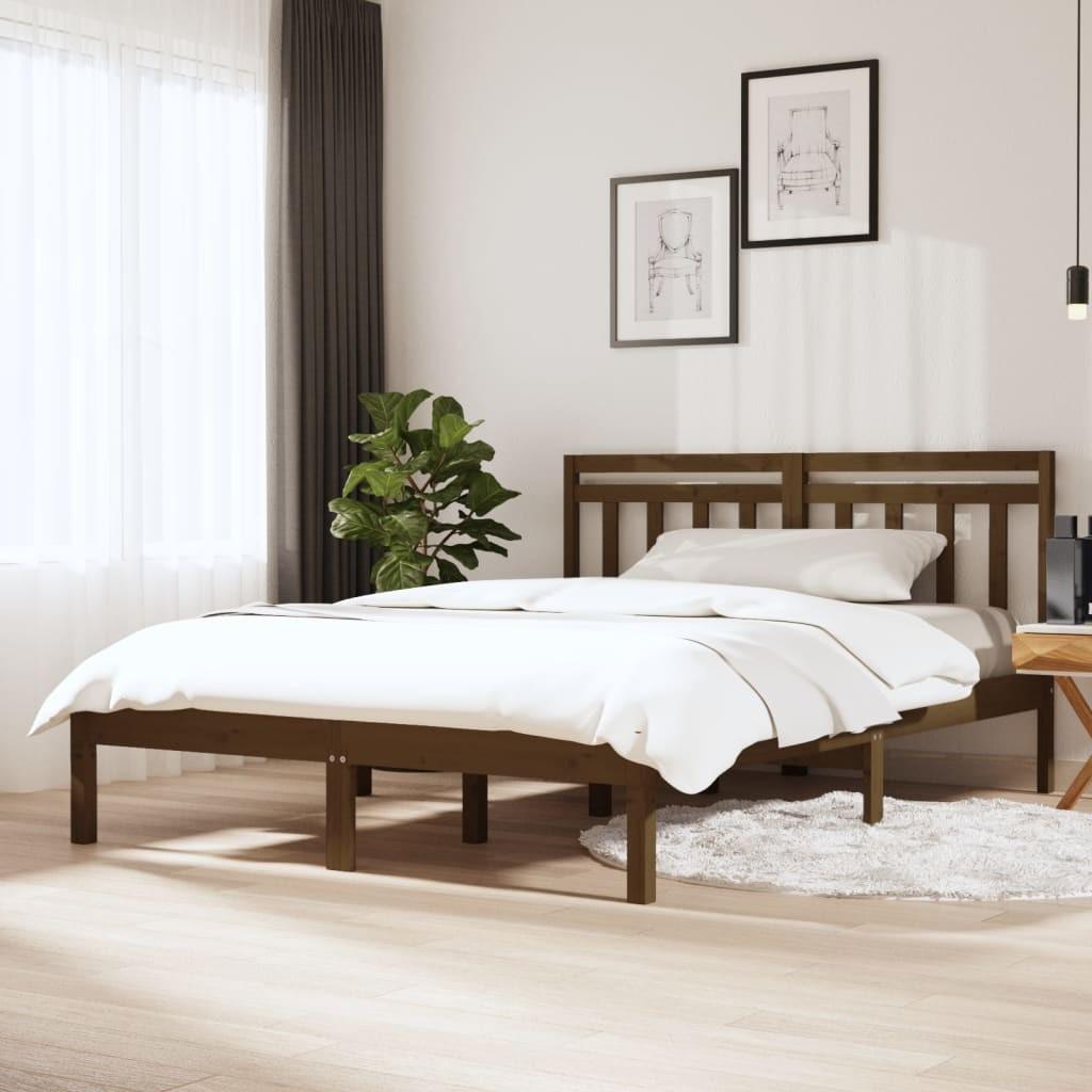 Sengeramme 120x190 cm Small Double massivt træ gyldenbrun