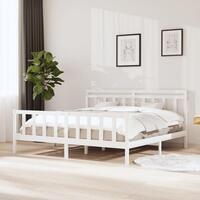 Sengeramme 200x200 cm massivt træ hvid