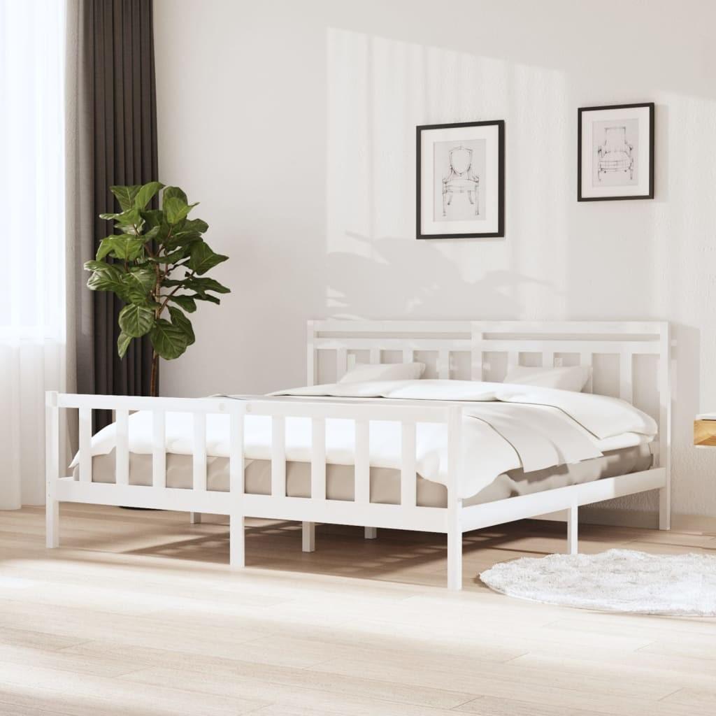 Sengeramme 200x200 cm massivt træ hvid